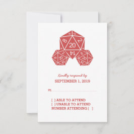 Red D20 Dice Response Card RSVP Karte