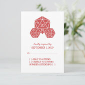 Red D20 Dice Response Card RSVP Karte (Stehend Vorderseite)