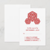 Red D20 Dice Response Card RSVP Karte (Vorne/Hinten)