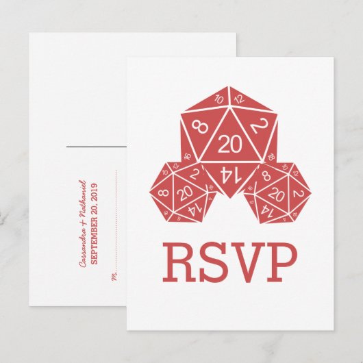 Red D20 Dice Response Postkarte (Vorne/Hinten)