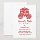 Red D20 Dice Save the Date einladen Einladung (Vorne/Hinten)