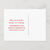 Red D20 Dice Save the Date Postkarte (Rückseite)