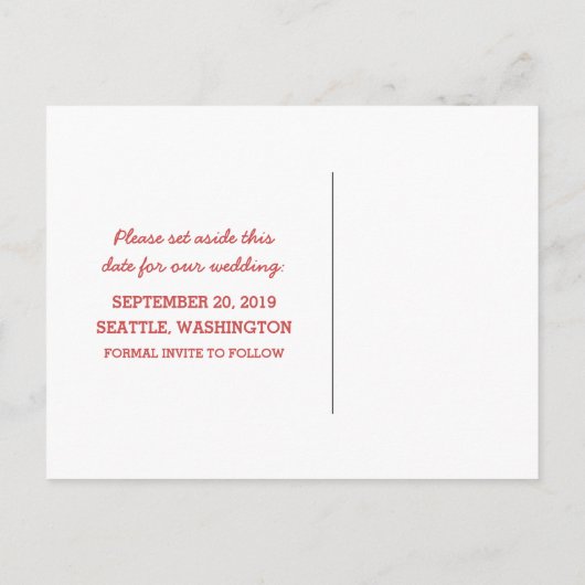 Red D20 Dice Save the Date Postkarte (Rückseite)