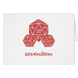 Red D20 Dice Tischnummer Card