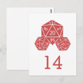 Red D20 Dice Tischnummer Postkarte (Vorne/Hinten)