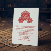 Red D20 Dice Wedding Einladung