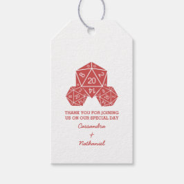 Red D20 Dice Wedding Gift Tags Geschenkanhänger
