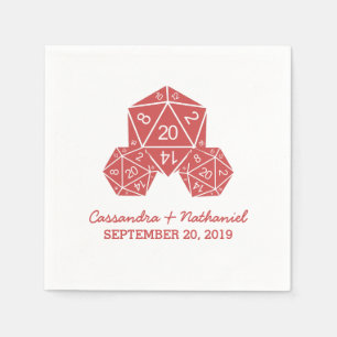 Red D20 Dice Wedding Paper Napkins Serviette