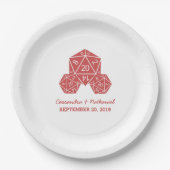 Red D20 Dice Wedding Paper Teller (Vorderseite)