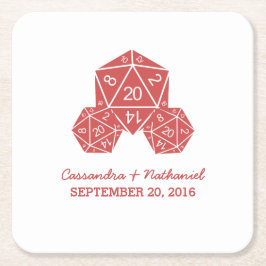 Red D20 Dice Wedding Paper Untersetzer
