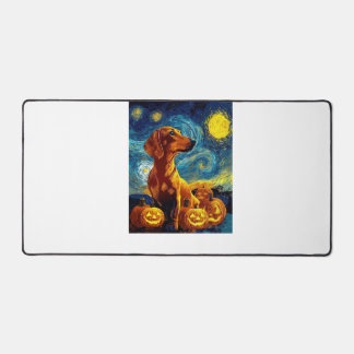 Red Dachshund of van gogh starry night halloween F Schreibtischunterlage
