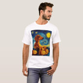 Red Dachshund of van gogh starry night halloween F T-Shirt (Vorne ganz)