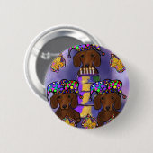 Red Dackel Mardi Gras Button (Vorne & Hinten)