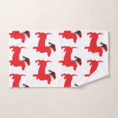 Red Dackel mit einem Weihnachtshut Badhandtuch Set (Handtuch)