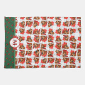 Red Dackel Pattern Monogram Christmas Dog Geschirrtuch (Horizontal)