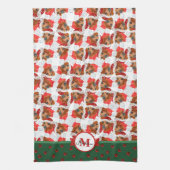 Red Dackel Pattern Monogram Christmas Dog Geschirrtuch (Vertikal)