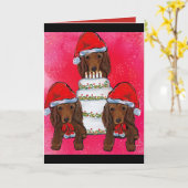 Red Dackel Santas Karte (Gelbe Blume)