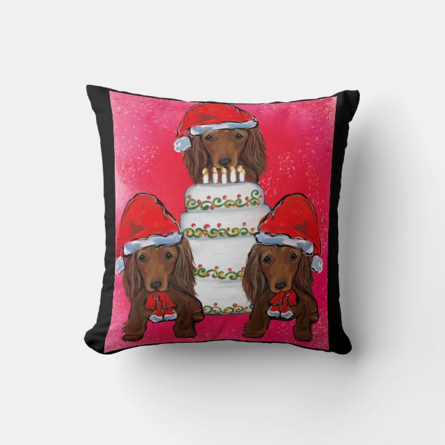 Red Dackel Santas Kissen (Vorderseite)