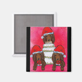 Red Dackel Santas Magnet (Vorderseite/Rückseite)