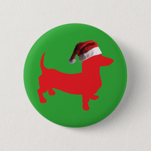 Red-Dackel - Und-Santa-Hat Button