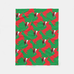 Red-Dackel - Und-Santa-Hat Fleecedecke