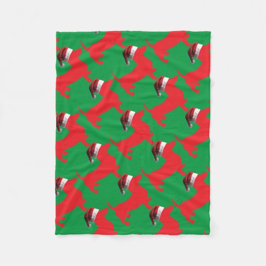 Red-Dackel - Und-Santa-Hat Fleecedecke (Vorderseite)