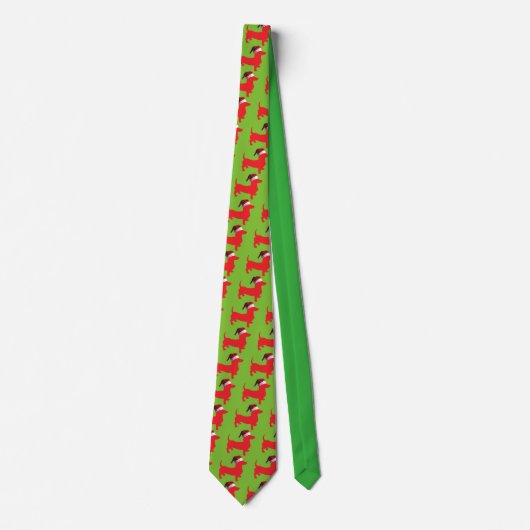 Red-Dackel - Und-Santa-Hat Krawatte (Vorderseite)