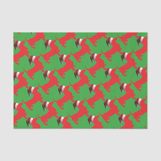 Red-Dackel - Und-Santa-Hat Seidenpapier (Vorderseite)