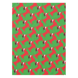 Red-Dackel - Und-Santa-Hat Tischdecke