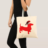 Red-Dackel - Und-Santa-Hat Tragetasche (Vorderseite (Produkt))