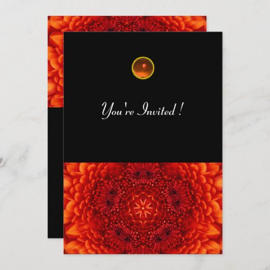 RED DAHLIA, AGATE, hell schwarz Einladung (Vorne/Hinten)