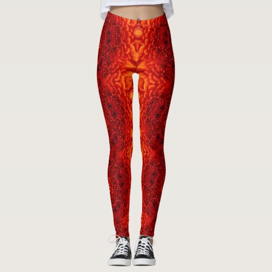RED DAHLIA BLUME Abstrakt Leggings (Vorderseite)