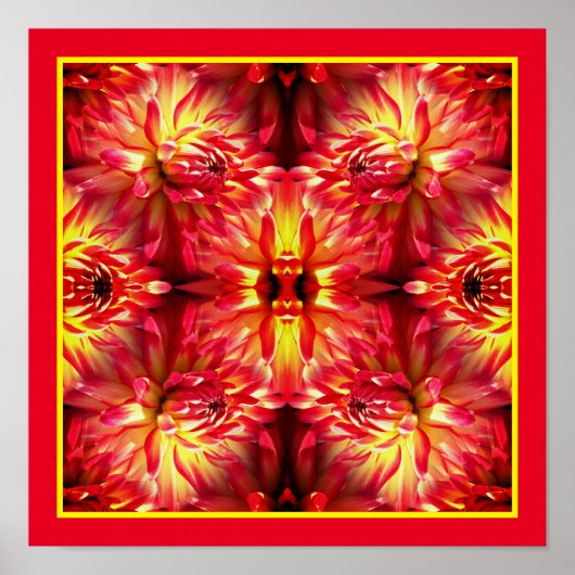 Red Dahlia Blume Mirror Abstrakt Nature Poster (Vorne)