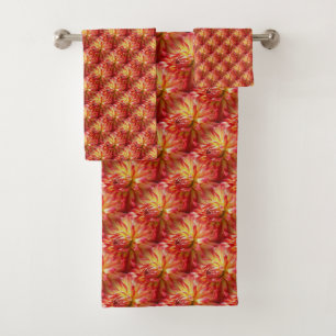 Red Dahlia Blume Nattern Muster Badhandtuch Set