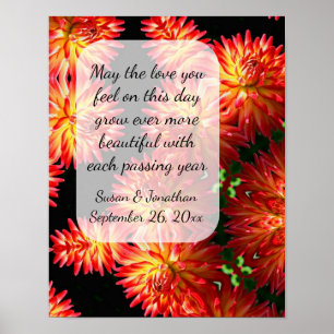 Red Dahlia Blume Personalisiert Wedding Poster