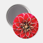 Red Dahlia, digitale Kunst Magnet (Vorderseite/Rückseite)