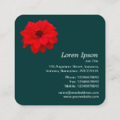 Red Dahlia - Dunkelgrün Quadratische Visitenkarte (Rückseite)