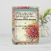 Red Dahlia Ephemera Brautparty Einladung (Stehend Vorderseite)