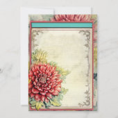 Red Dahlia Ephemera Brautparty Einladung (Rückseite)