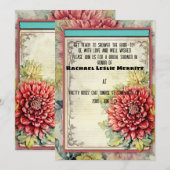 Red Dahlia Ephemera Brautparty Einladung (Vorne/Hinten)