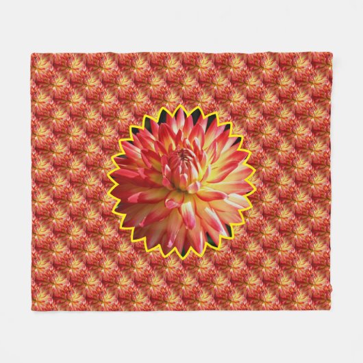 Red Dahlia Flower Nature Pattern  Fleecedecke (Vorderseite (Horizontal))