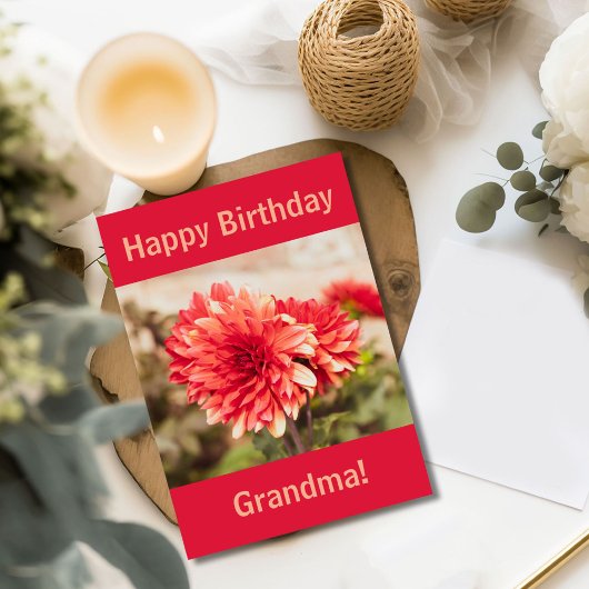 Red Dahlia Happy Birthday Karte
