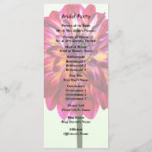 Red Dahlia mit gelbem Hochzeitsprogramm gestrichen Programm (Rückseite)