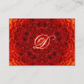 RED DAHLIA MONOGRAM, rot Schwarz-weiß Visitenkarte (Rückseite)