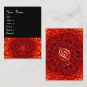 RED DAHLIA MONOGRAM, rot Schwarz-weiß Visitenkarte (Vorne/Hinten)