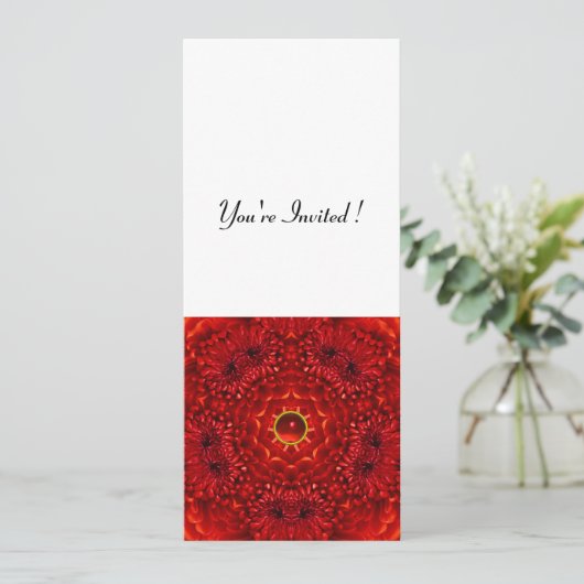 RED DAHLIA, RUBY, hell Schwarz-weiß Einladung (Stehend Vorderseite)