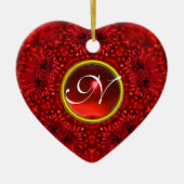 RED DAHLIA RUBY MONOGRAM Herz Keramikornament (Vorne)