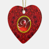 RED DAHLIA RUBY MONOGRAM Herz Keramikornament (Links)