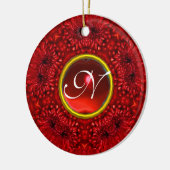 RED DAHLIA RUBY MONOGRAM KERAMIK ORNAMENT (Links)