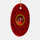 RED DAHLIA RUBY MONOGRAM KERAMIK ORNAMENT (Rechts)